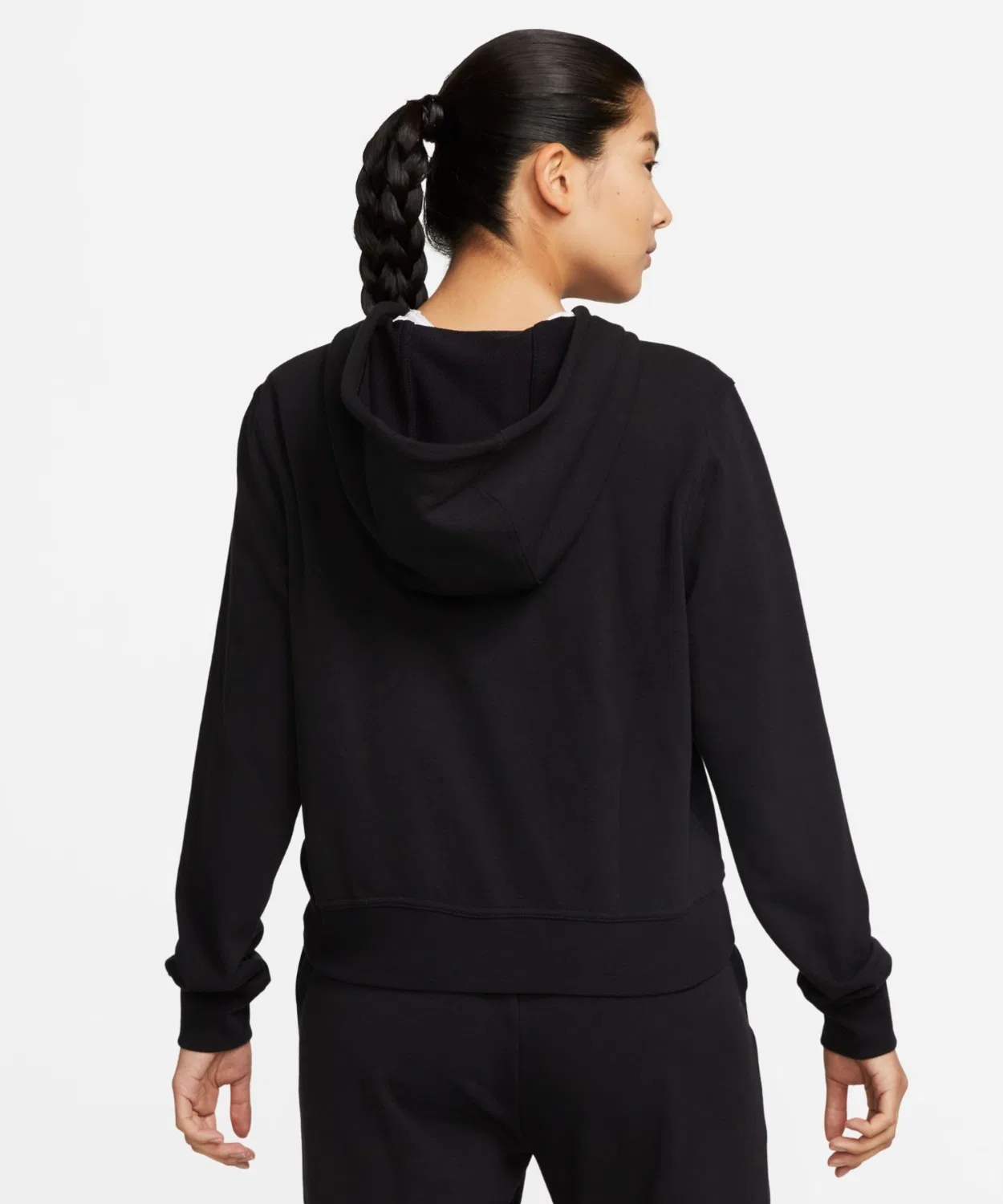 Женская флисовая кофта Nike One Dri-FIT с капюшоном, чёрная — фото 2