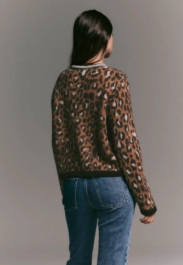 Кардиган с круглым вырезом и стандартным кроем Next, Leopard Animal — фото 2