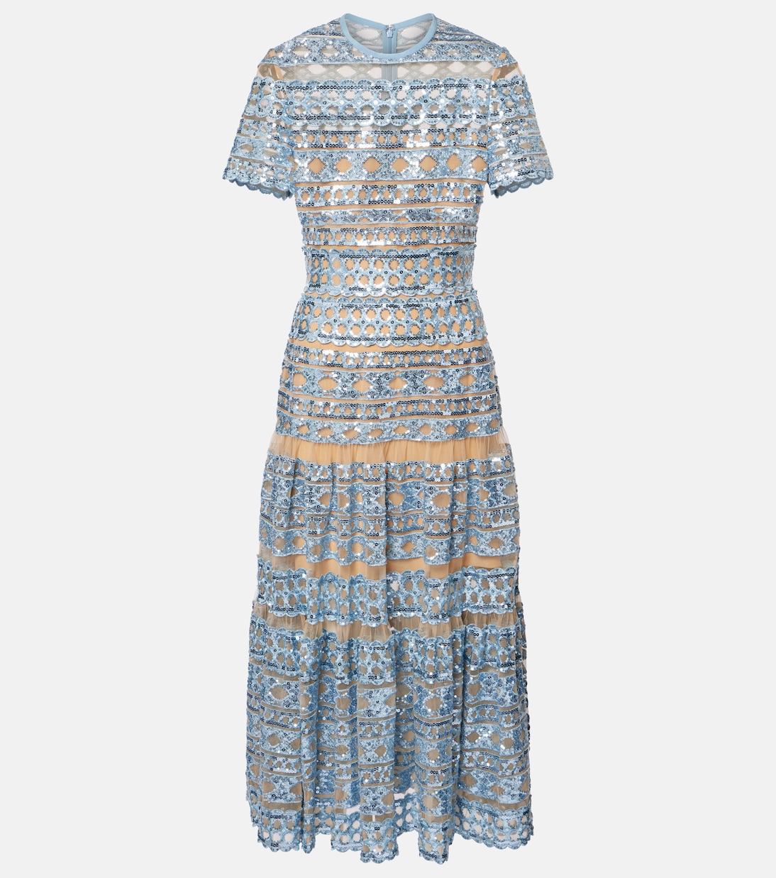 

Платье макси из вышитого тюля Elie Saab, Cerulean Blue