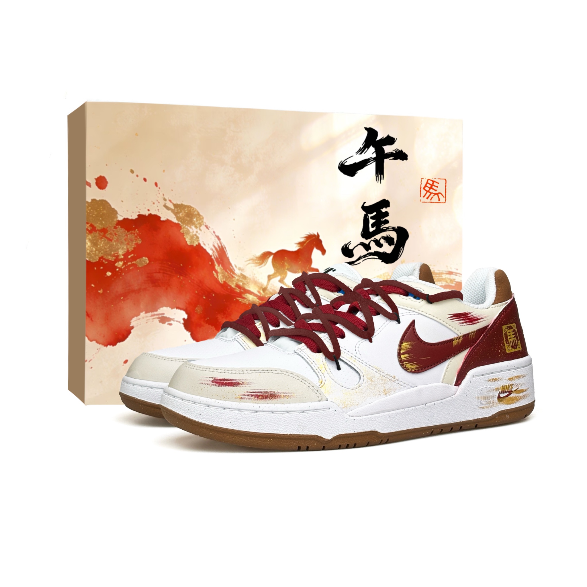 

Nike Full Force Wadi Slip Resistant, Abrasion Resistant, Height Increasing Low top Skateboard Shoes мужские красные белые