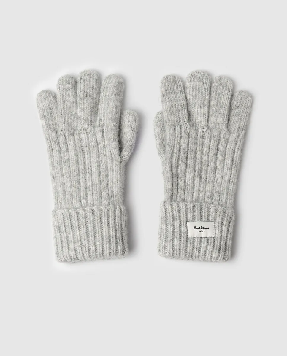 

Женские вязаные перчатки в елочку Pepe Jeans, серый