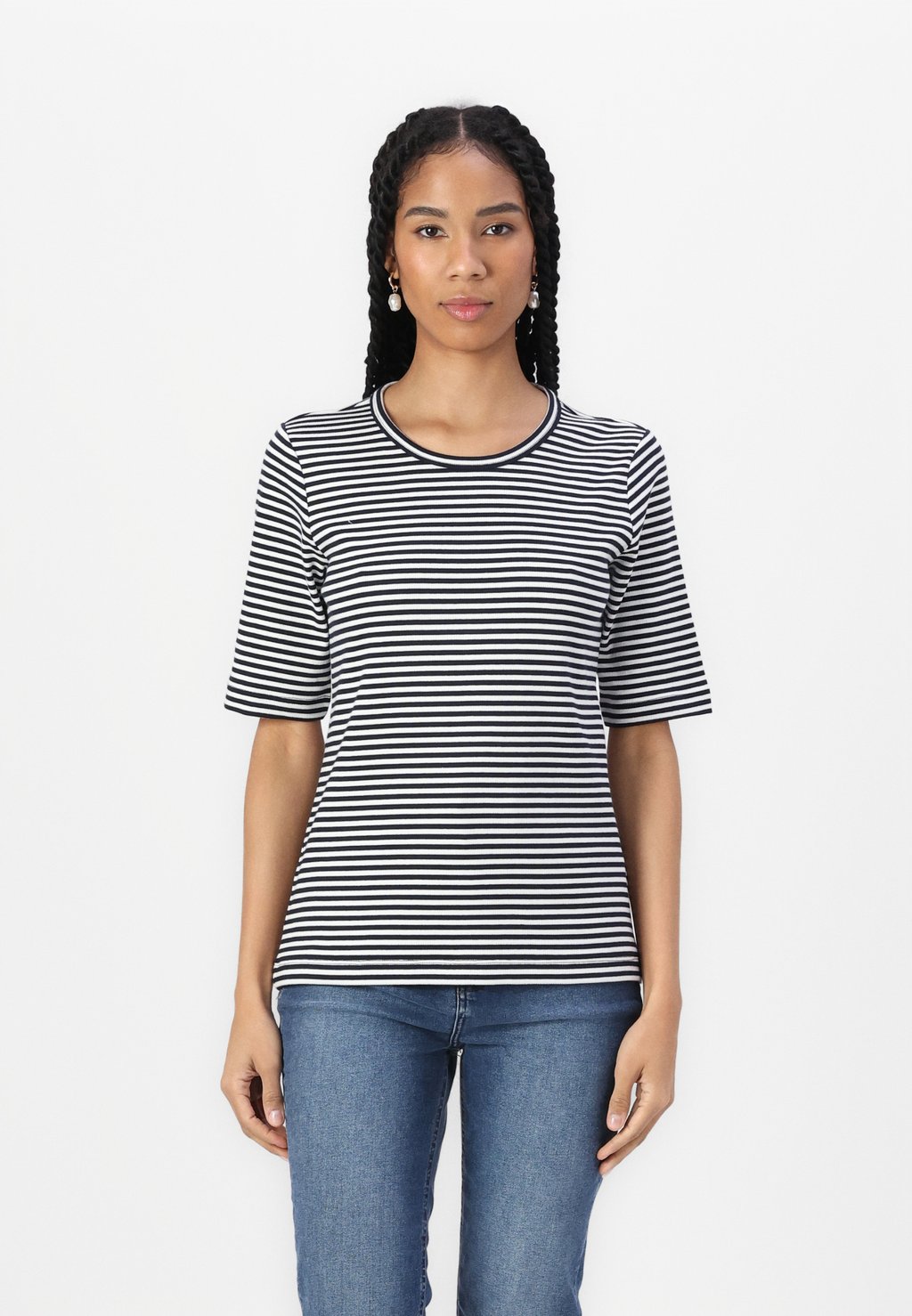 

Футболка с принтом STRIPED CREW NECK TOM TAILOR, слоновая кость