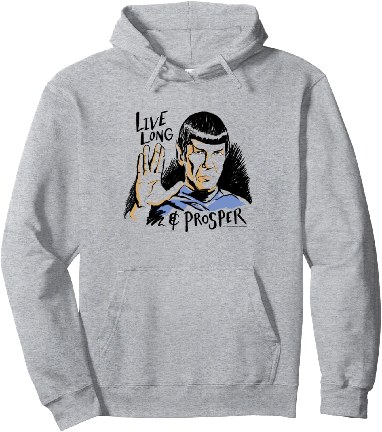 

Худи с эскизом Спока из Звездного пути Живи долго и процветай Star Trek, серый