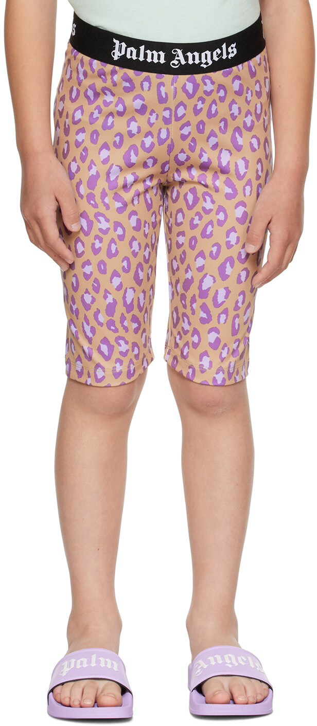 

Детские бежевые и фиолетовые шорты Animalier Palm Angels, Фиолетовый, Детские бежевые и фиолетовые шорты Animalier Palm Angels