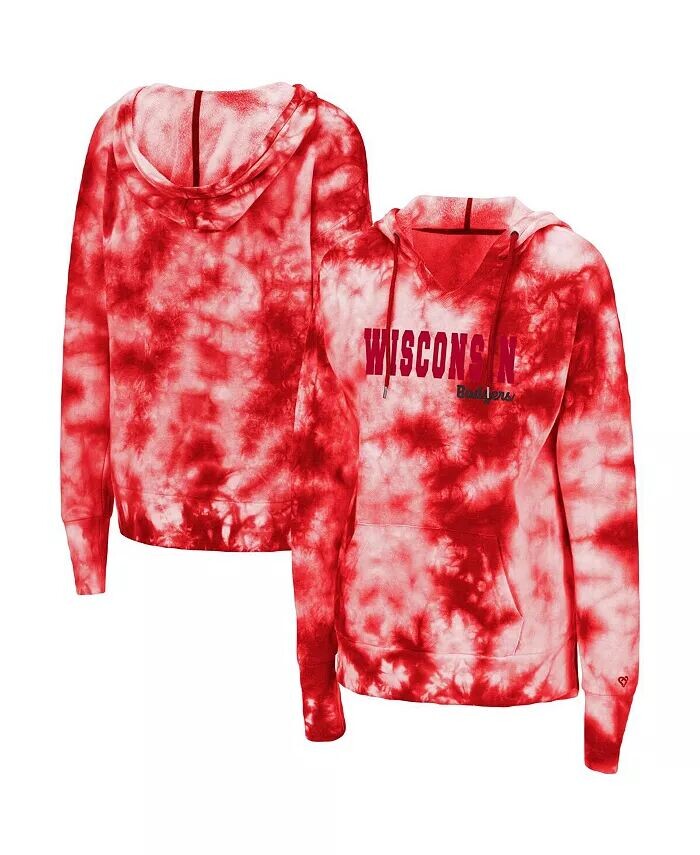 

Женский пуловер с капюшоном Red Wisconsin Badgers Shavonee Tie Dye Colosseum