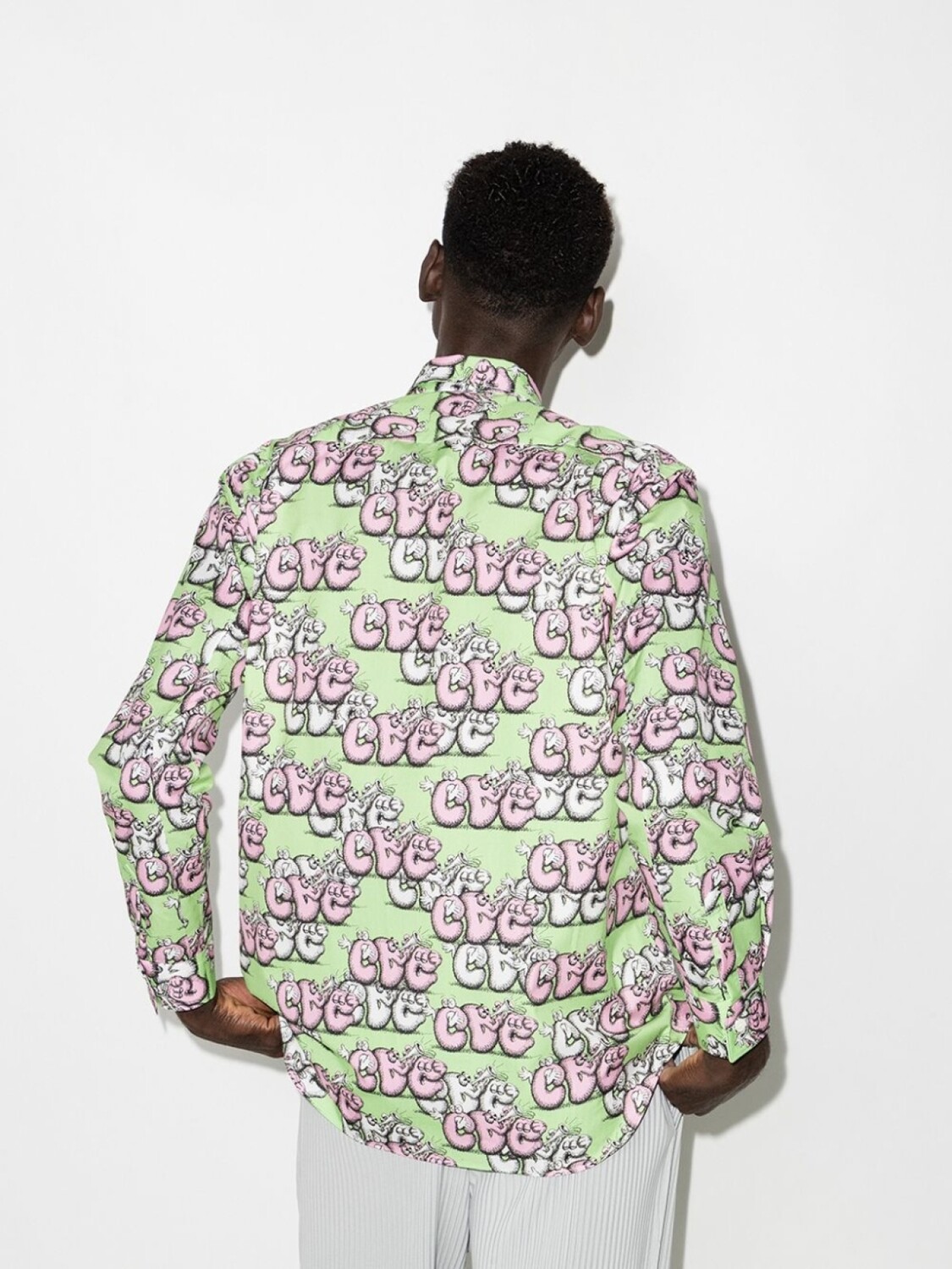 Comme Des Garçons Shirt рубашка с принтом из коллаборации с KAWS, зеленый — фото 3