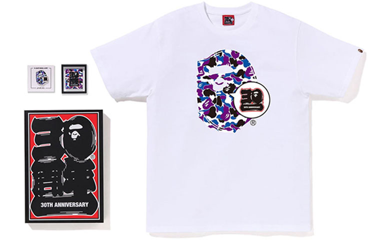 

Магазин BAPE в Гонконге Bape 30th Anniversary Ape Head Tee Set A Bathing Ape, белый/фиолетовый