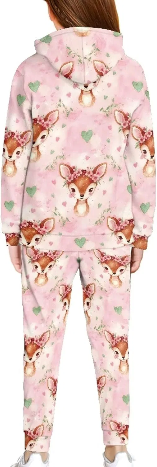 Детский спортивный костюм из флиса Pensura, 2 предмета, Cute Sika Deer Print — фото 2