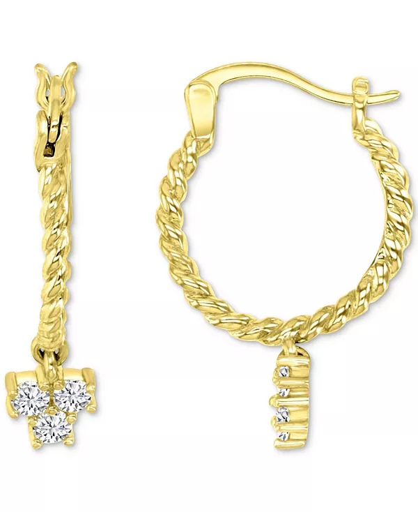 

Серьги-Кольца с тремя подвесками из кубического циркония, покрытые 14-каратным золотом Macy'S, gold