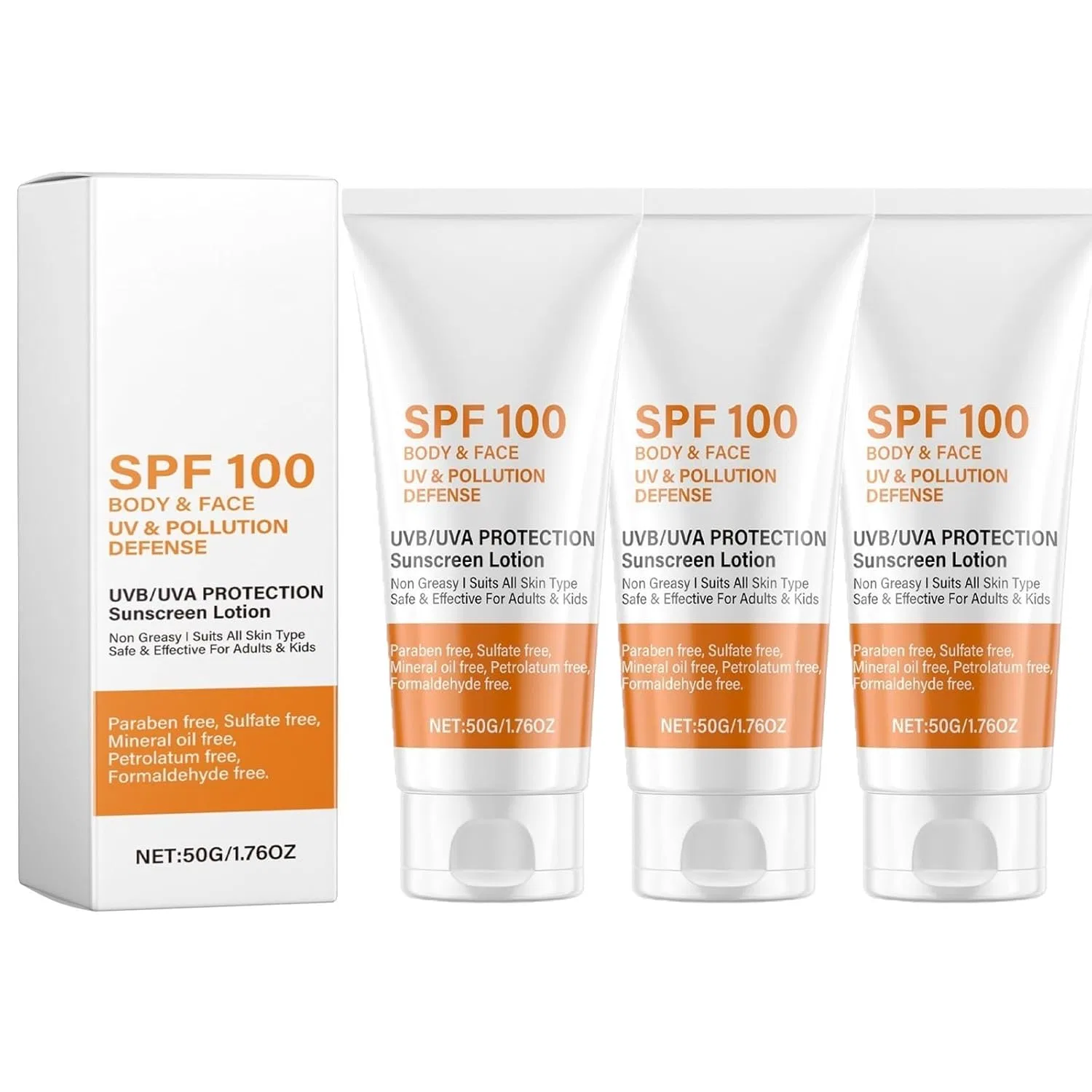 Солнцезащитный крем SPF 100 Bainuai, 3Pc