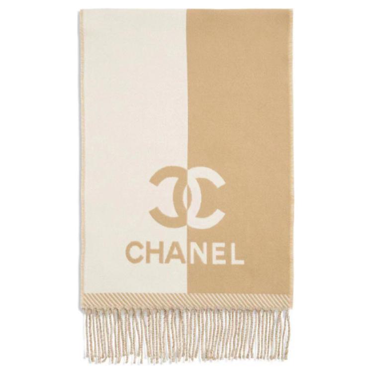 CHANEL Шерстяной вязаный шарф женский коричневый, Brown — фото 3