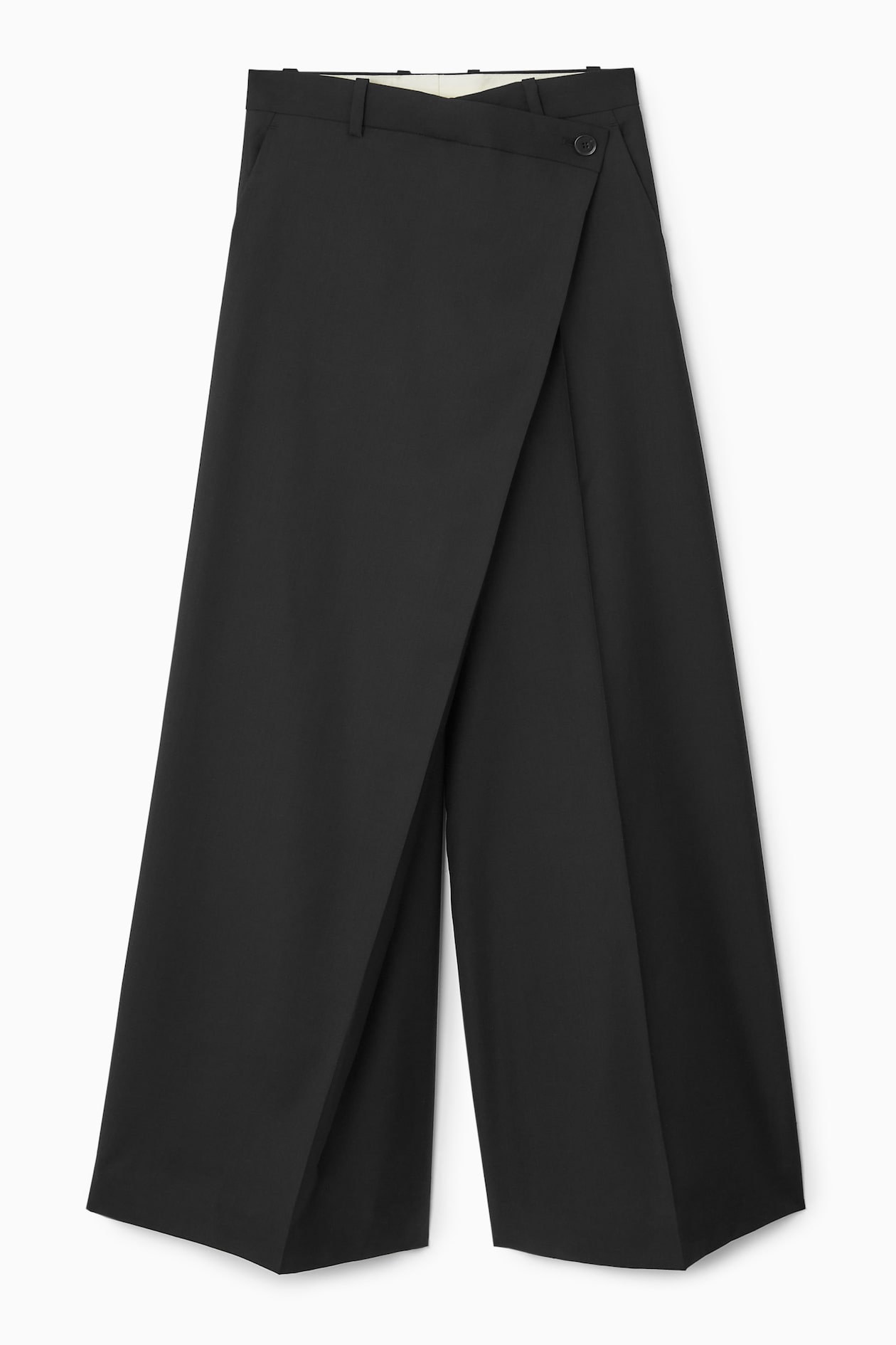 

Широкие шерстяные брюки с запахом-relaxed fit COS, черный