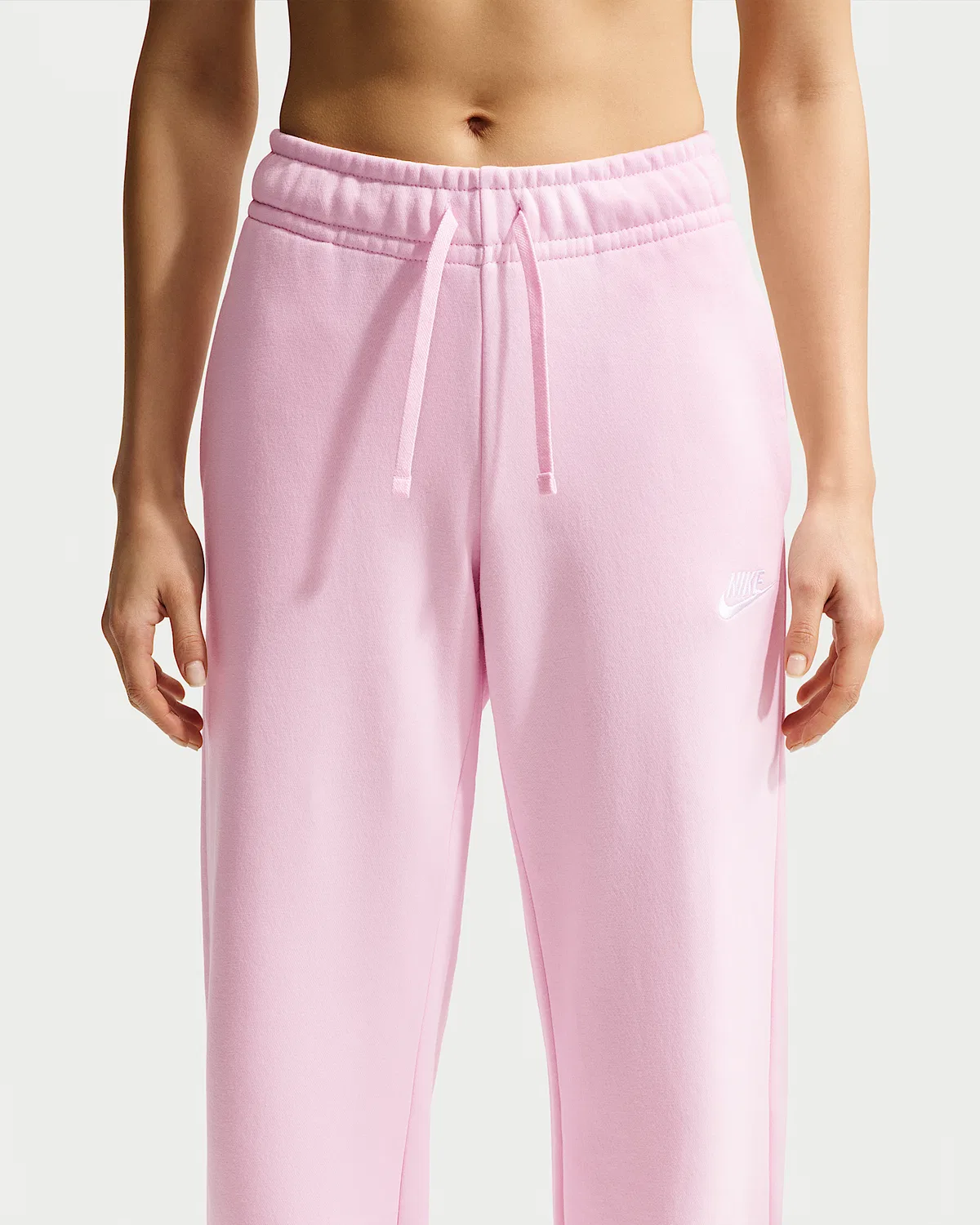 Женские спортивные штаны Nike Sportswear Club Fleece со средней посадкой и широкими штанинами, Pink Foam/White — фото 2