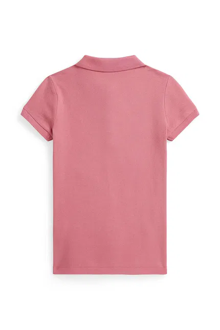 Футболка поло детская из эластичного хлопка Polo Ralph Lauren, розовый — фото 2