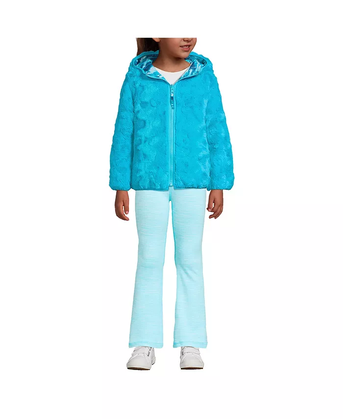 

Детская утепленная куртка-флиска с двусторонним дизайном для девочек Lands' End, синий