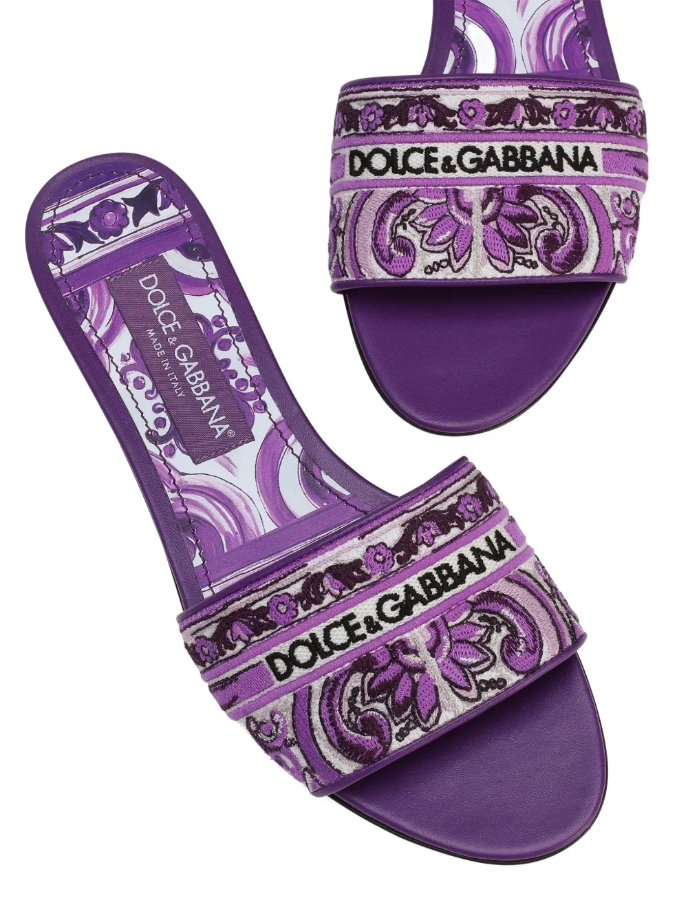 Шлепанцы с узором Majolica DOLCE & GABBANA, фиолетовый — фото 4