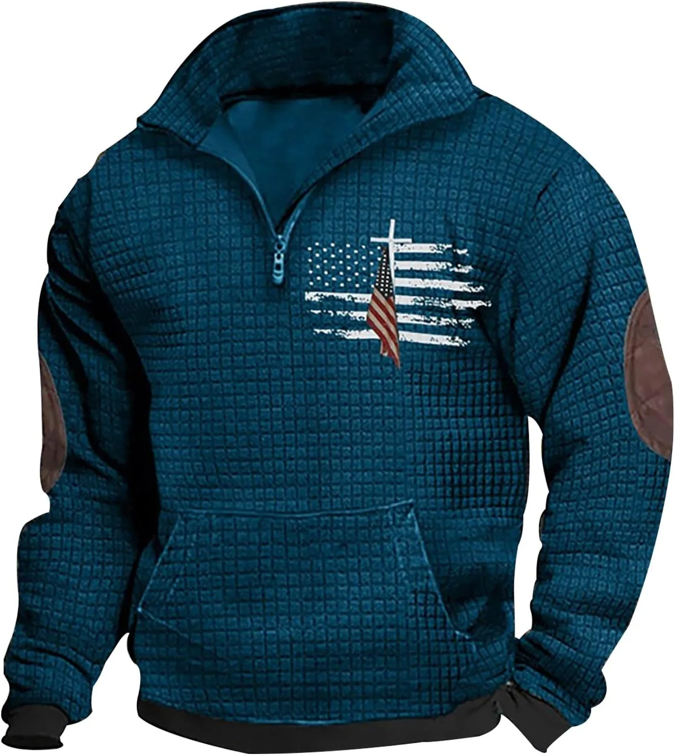 

Мужской пуловер с четвертью молнии и воротником-стойкой