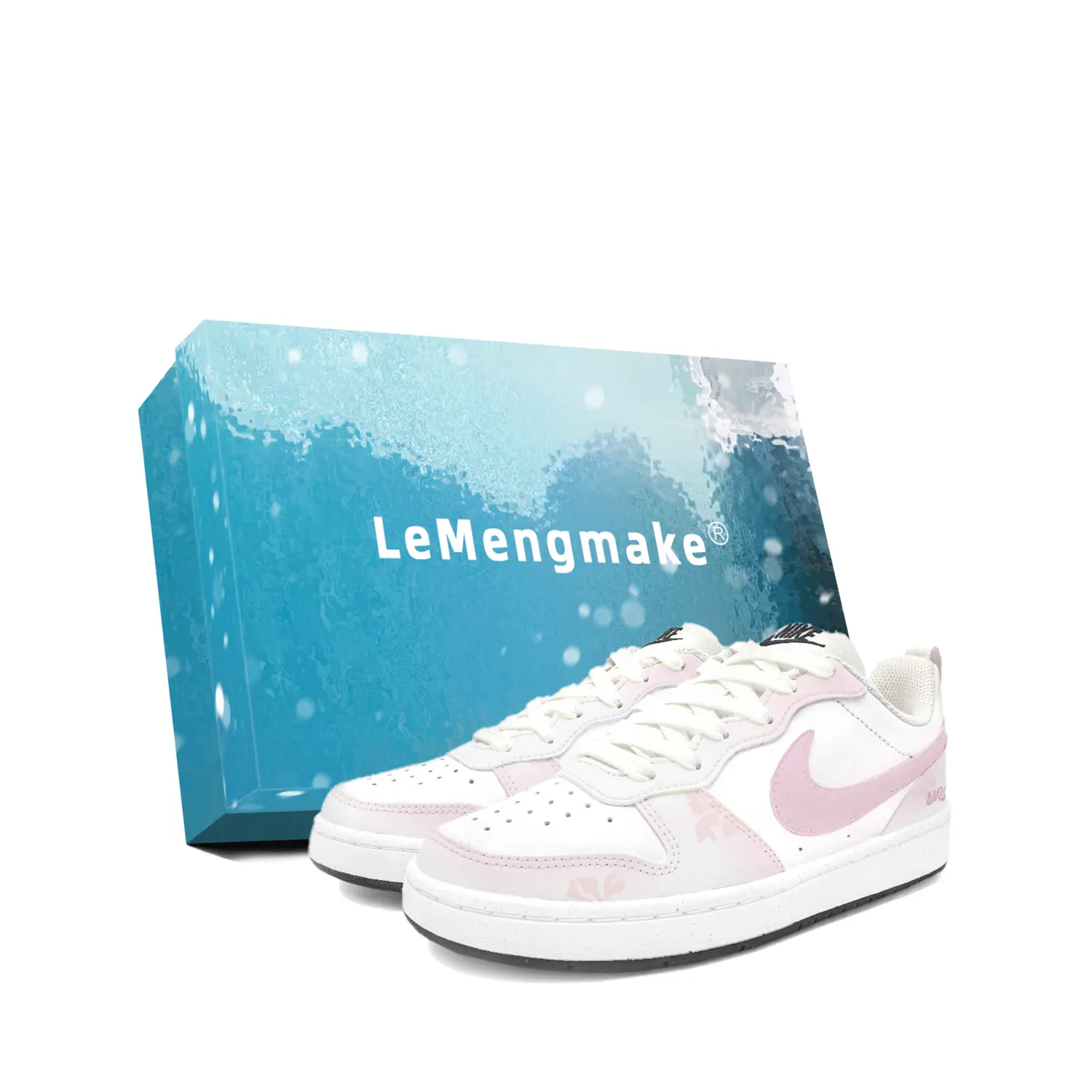 

Nike Бордшопы Court Borough Pink Petal floral устойчивые к истиранию низкие скейтерские кроссовки white pink детские