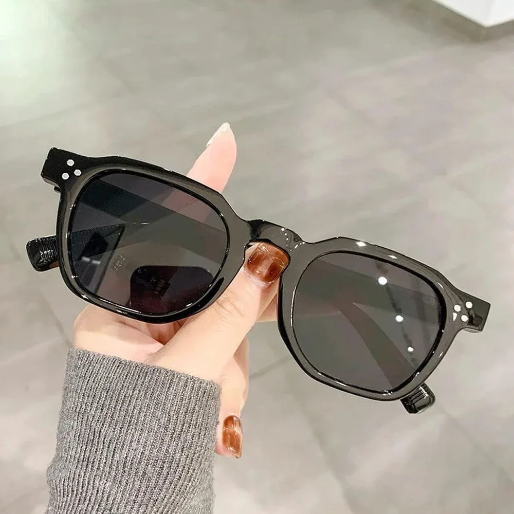 

Модные винтажные солнцезащитные очки овальной формы с заклепками для женщин и мужчин, с леопардовым принтом и оправой, защищающей от синего света HYYZZC, Black Tea