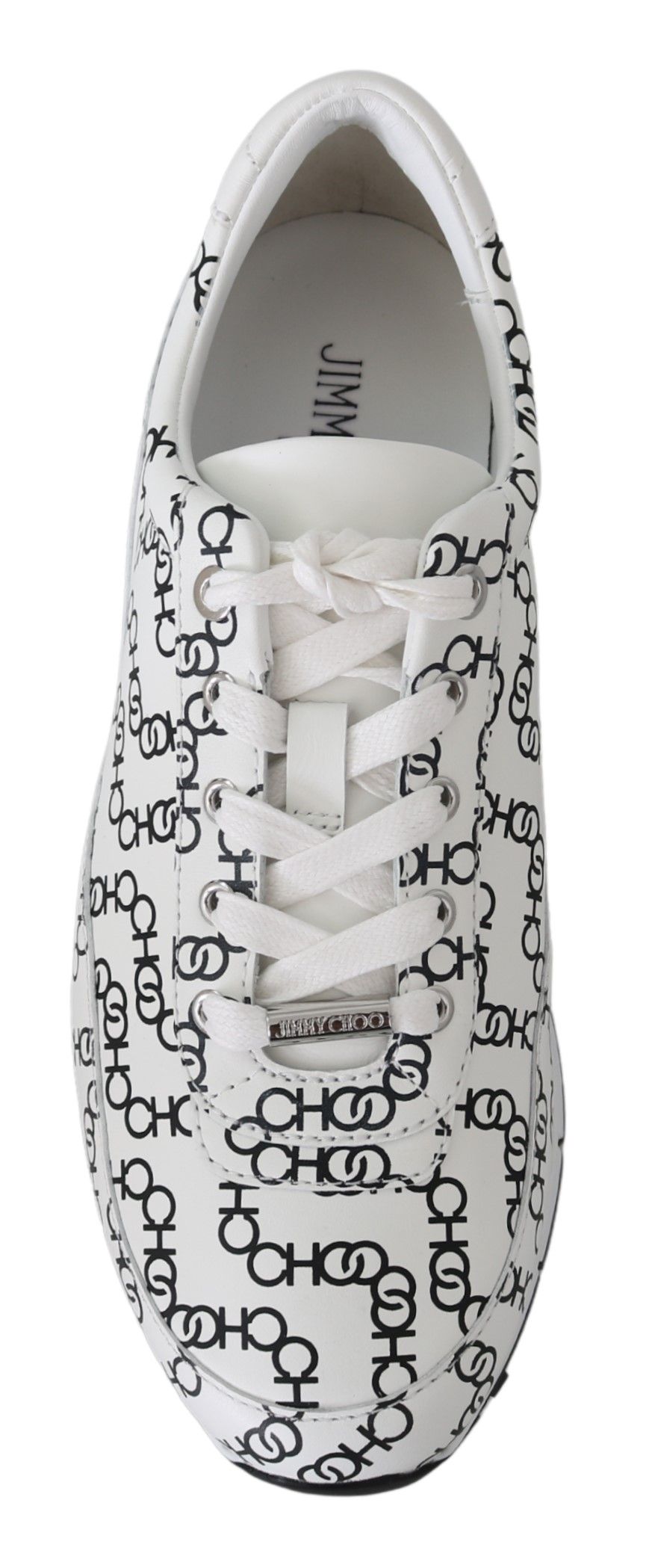 Элегантные женские кроссовки Jimmy Choo из однотонной кожи, черный/белый — фото 4