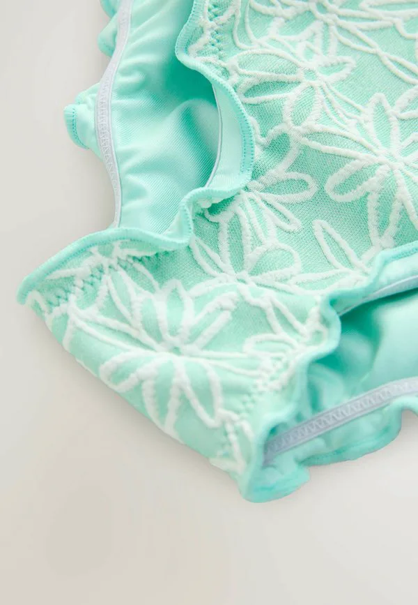 Купальник стандартного кроя с волнистым краем Next, Mint Green Floral Texture — фото 3