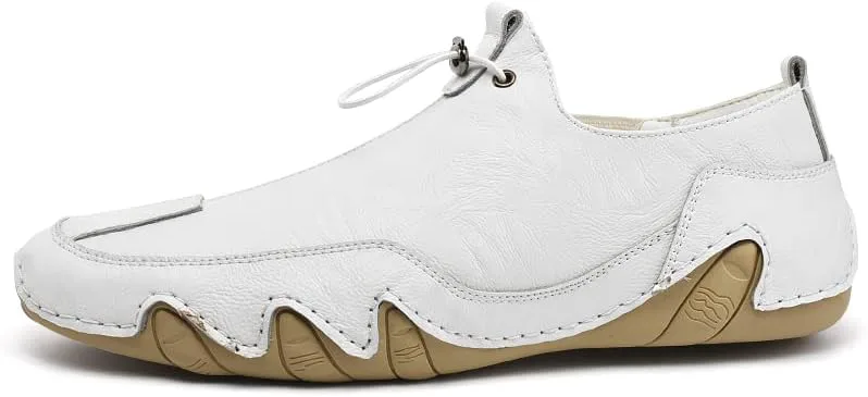 

Мужские кожаные модные слипоны-лоферы, мужская повседневная обувь, мягкие удобные мужские туфли для вождения и прогулок Abborora, белый