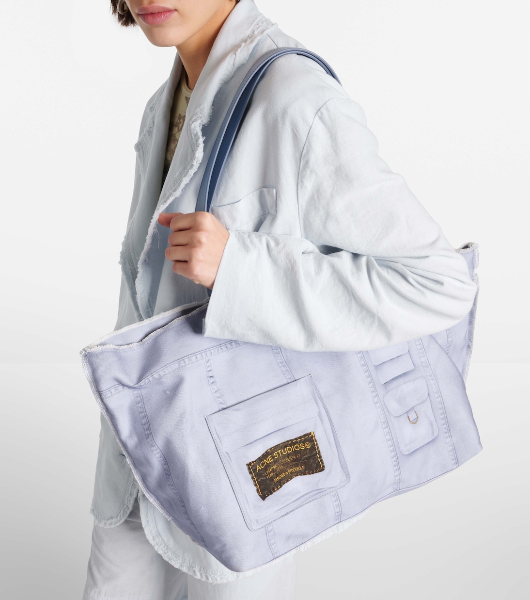 Большая сумка-тоут из хлопкового полотна Midsummer Acne Studios, Sky Blue — фото 2