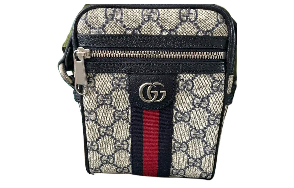 

GUCCI Сумка через плечо Ophidia из холста с кожаными вставками унисекс синий и бежевый