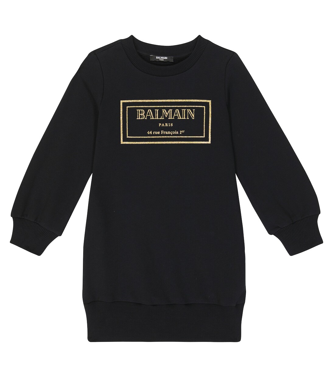 

Платье из хлопкового джерси с логотипом Balmain Kids, черный