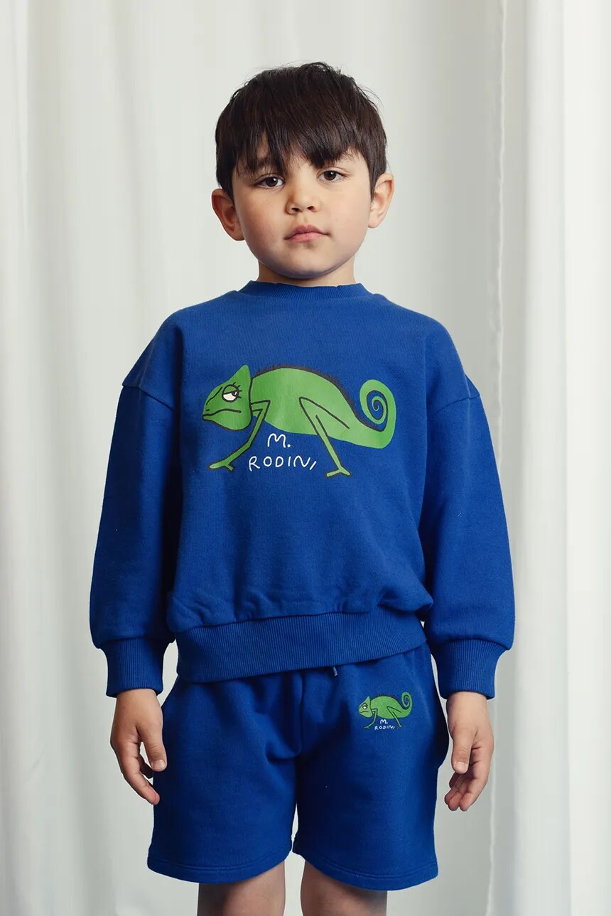 

Детская хлопковая толстовка Ящерица Mini Rodini, синий