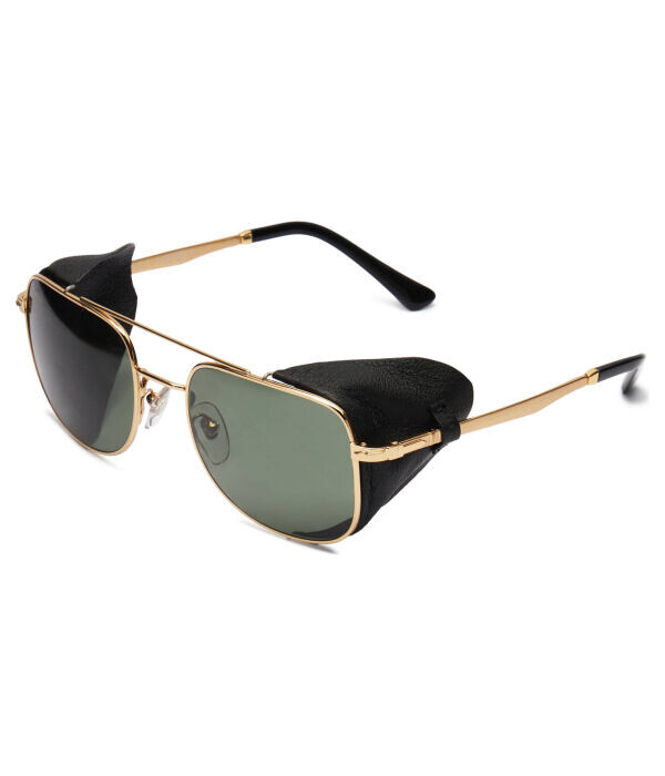 

Солнцезащитные очки мужские Persol с кожаными боковыми вставками, золотой