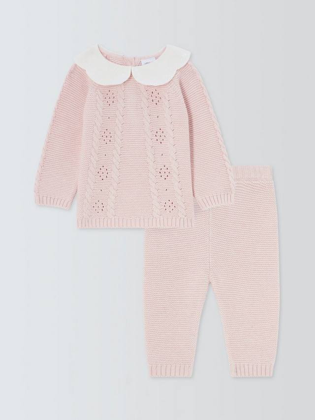 

Детский комплект с воротником питер пэн: топ и брюки John Lewis, Pink