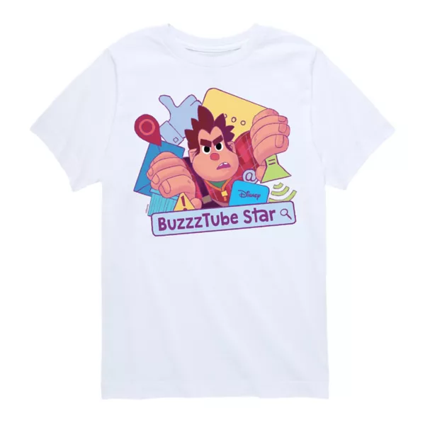 

Футболка с графическим принтом звезды Wreck it ralph buzzztube Disney, белый