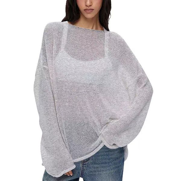 

Женский оверсайз свитер с длинными рукавами из сетки Clearflower, Grey