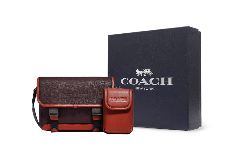 

COACH Кожаный гибридный рюкзак через плечо мужской коричневый