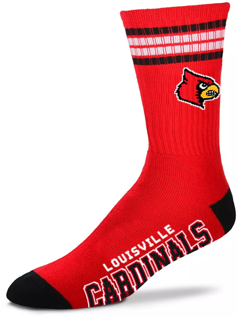 

Носки Deuce Crew с 4 полосками для босых ног Louisville Cardinals For Bare Feet