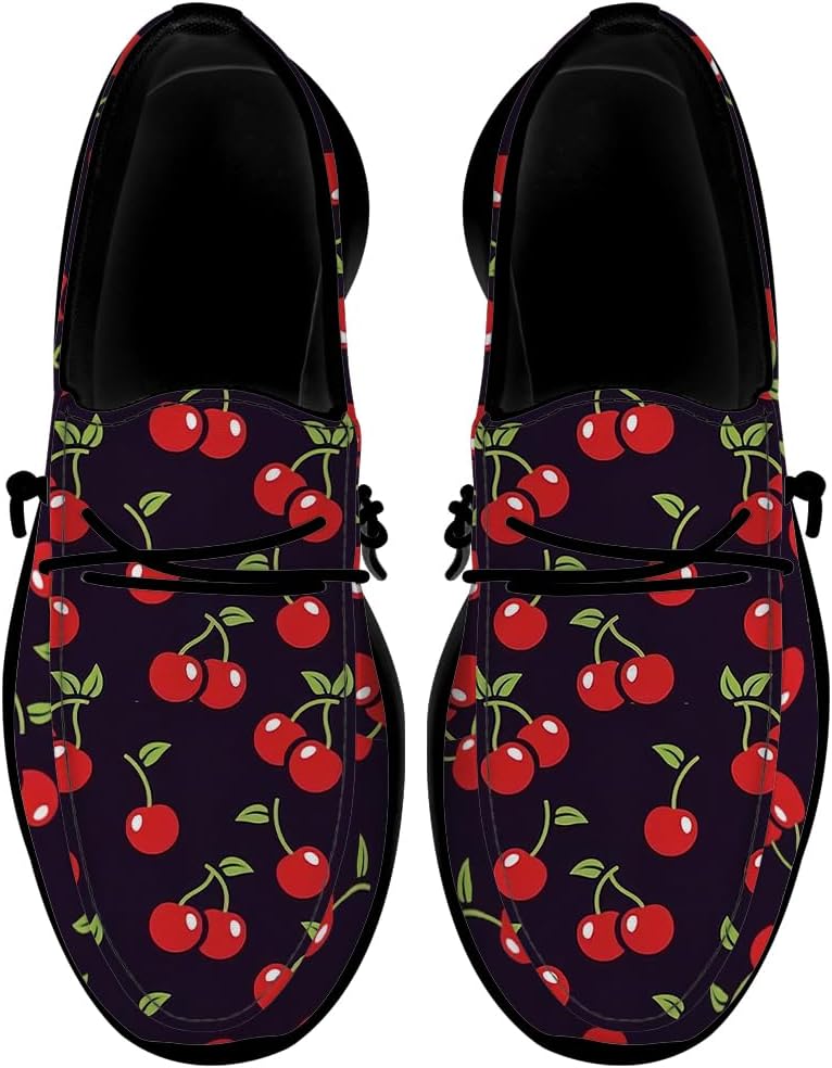 

Женские лоферы Quorax Cherries, слипоны, повседневная обувь для прогулок, подарок для мужчин и женщин, черный/красный