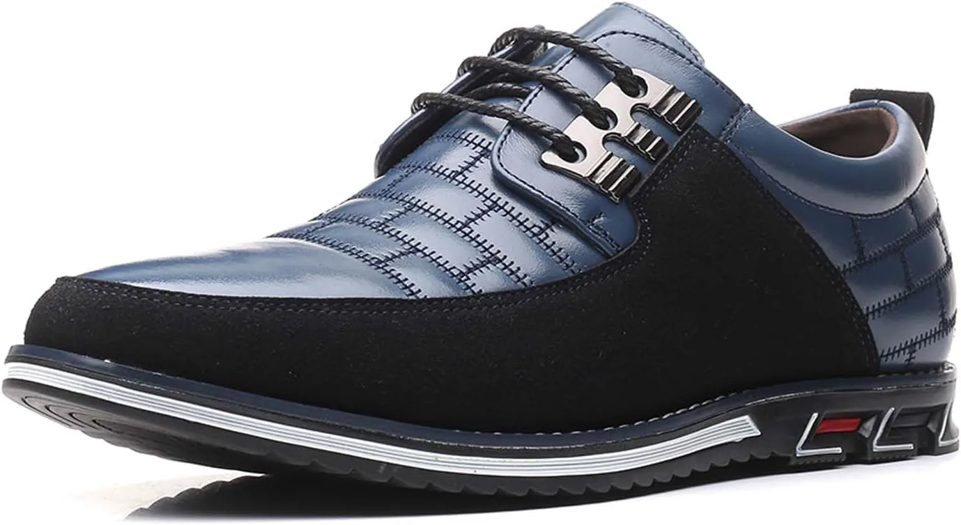 

Мужская обувь: повседневные и деловые туфли Оксфорд и Дерби, ортопедические кожаные туфли, простые шнуровки, лоферы на плоской подошве для мужчин LLYONE, синий