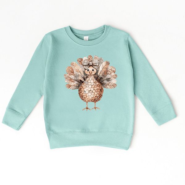 Свитшот с принтом для малышей Sparkle Turkey The Juniper Shop, Seafoam