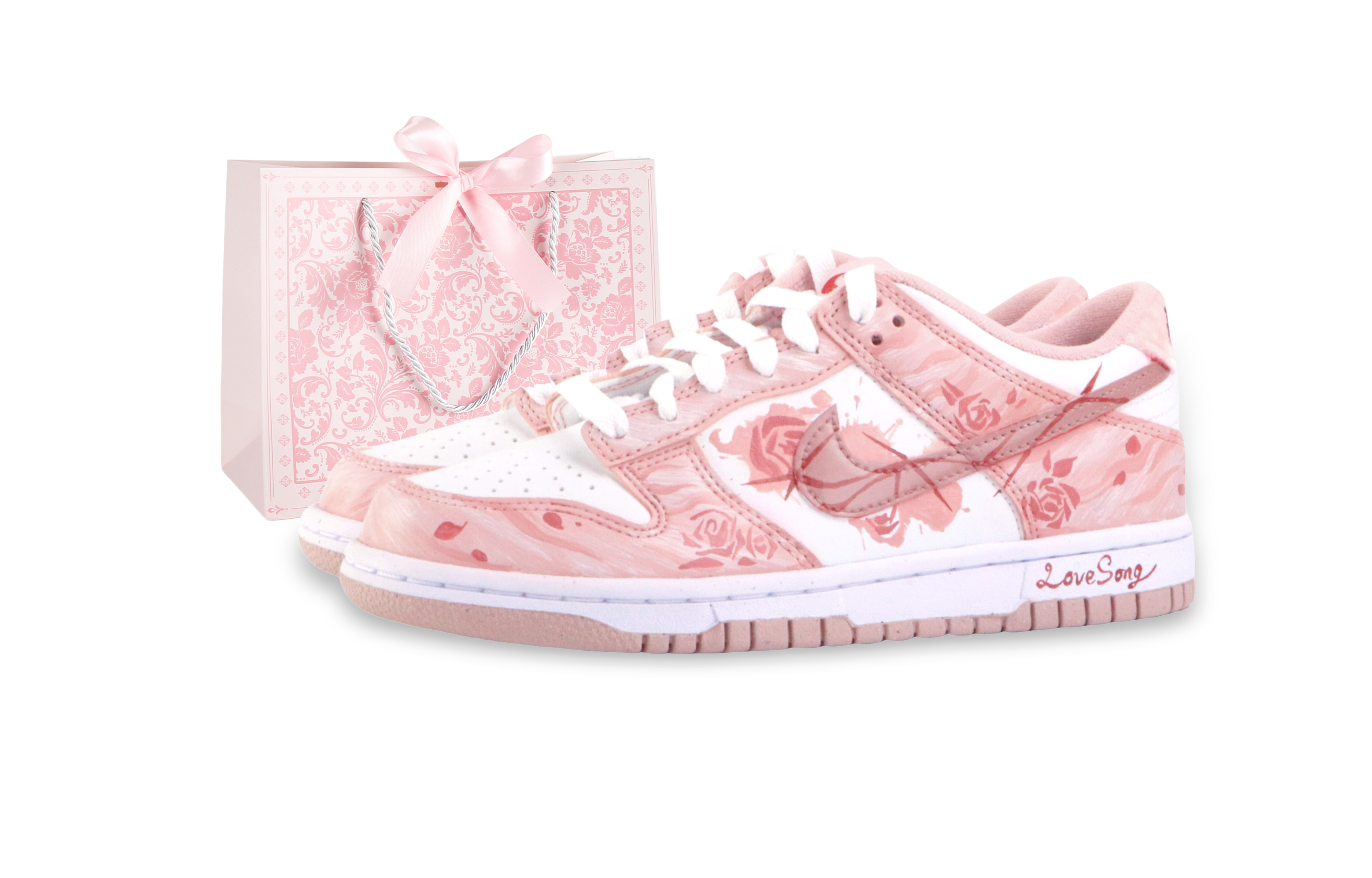 

Nike Детские кроссовки для скейтбординга Dunk Pink Velvet с антискользящим покрытием, износостойкие, розовые, белые, подростковые