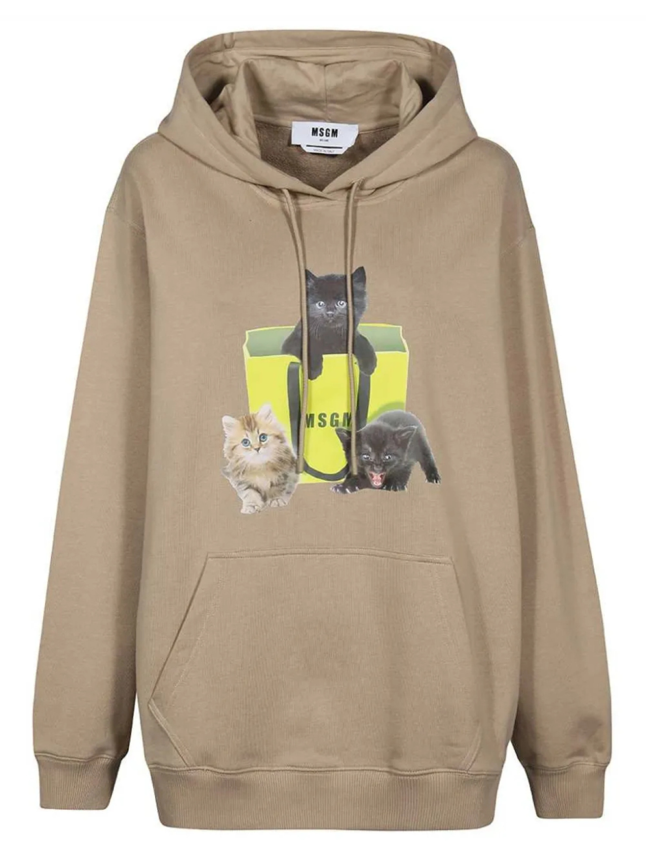 

Толстовка с капюшоном из хлопка MSGM, коричневый