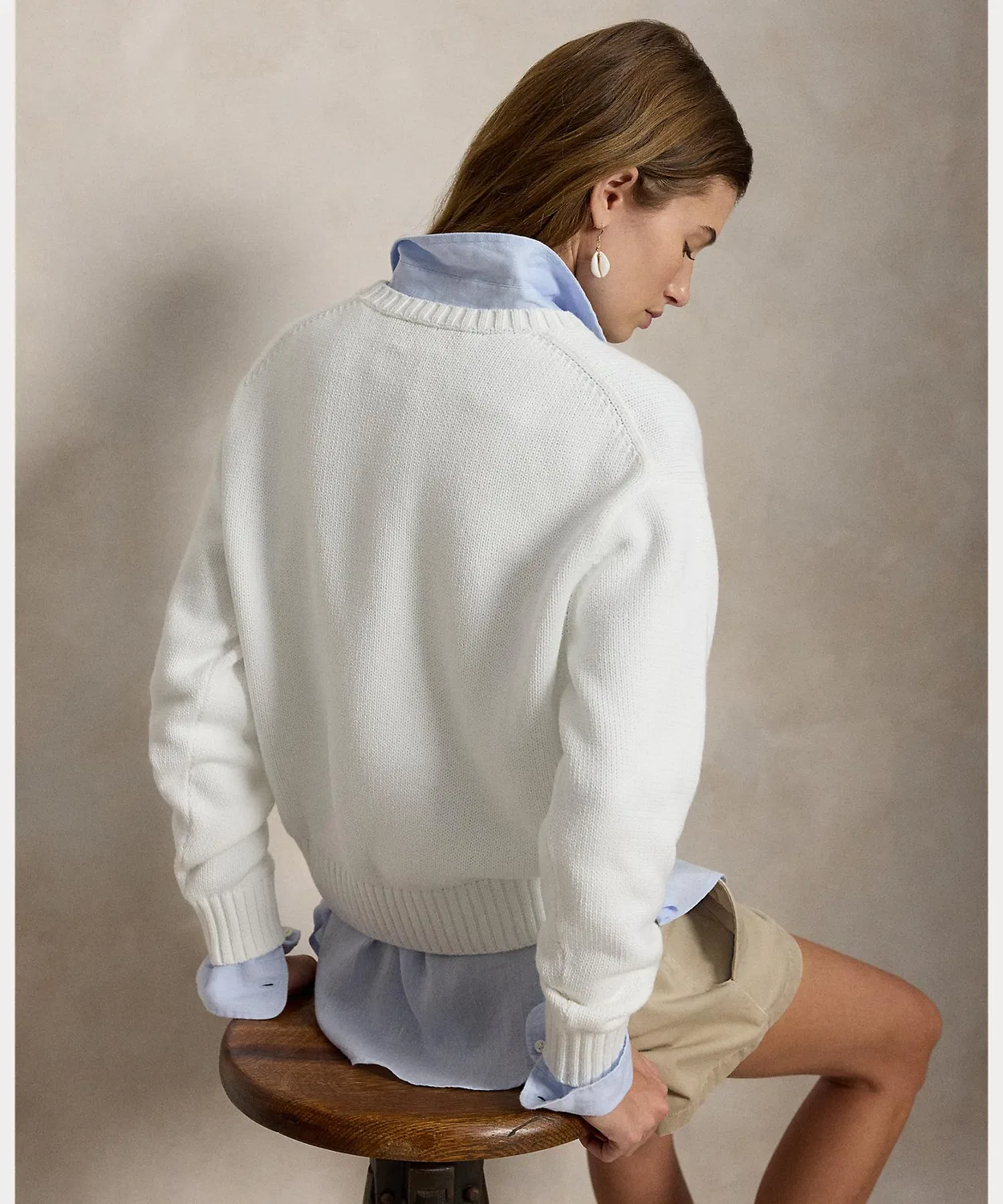 Свитер с медведем Polo Ralph Lauren, круглый вырез, белый — фото 4