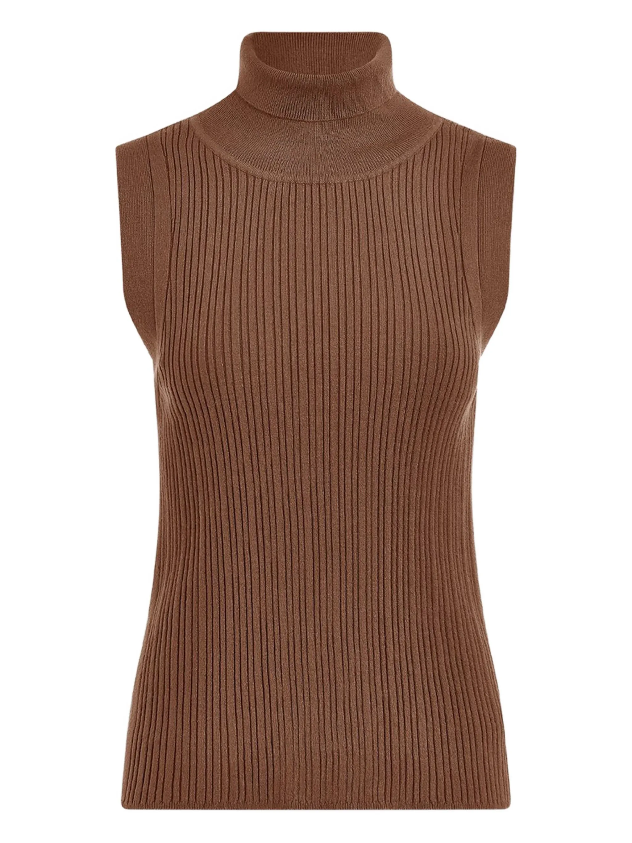 

Топ в рубчик с высоким воротником Varley, коричневый