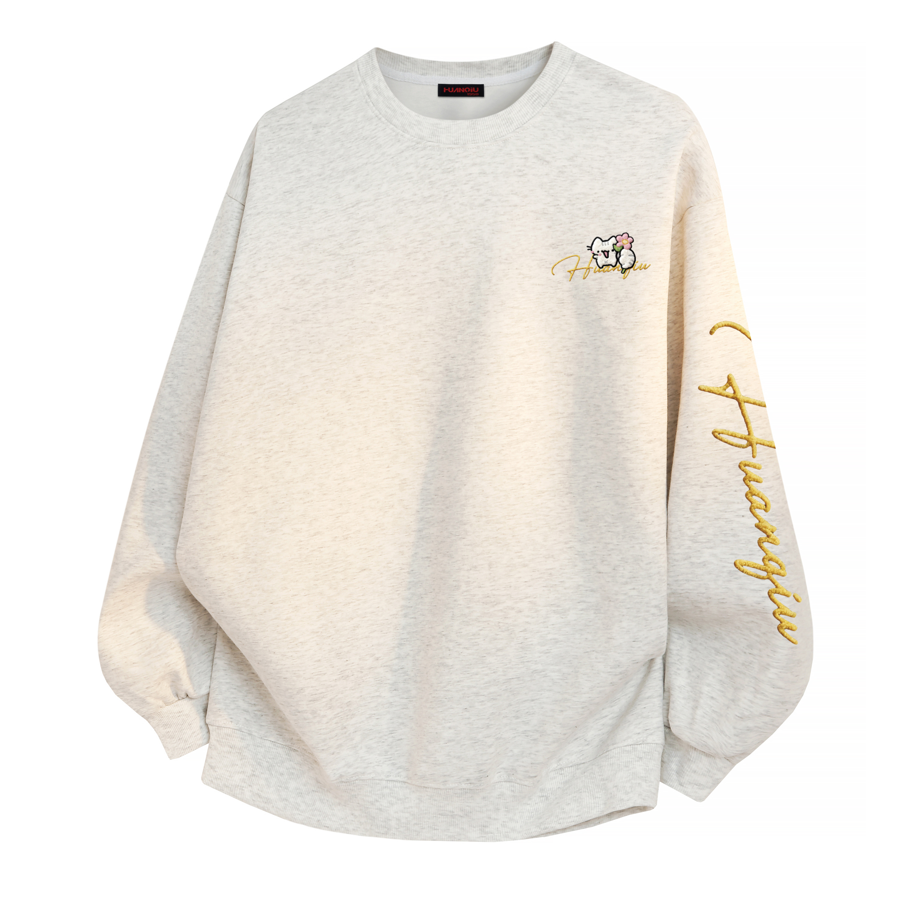 

Свитшот Unisex Crew Neck Moderate Regular HUANQIU, белый heather серый (heavyweight thickened and fleece-lined)