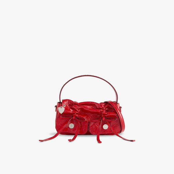 

Сумка кросс-боди Acne Studios кожаная с карманами, красный