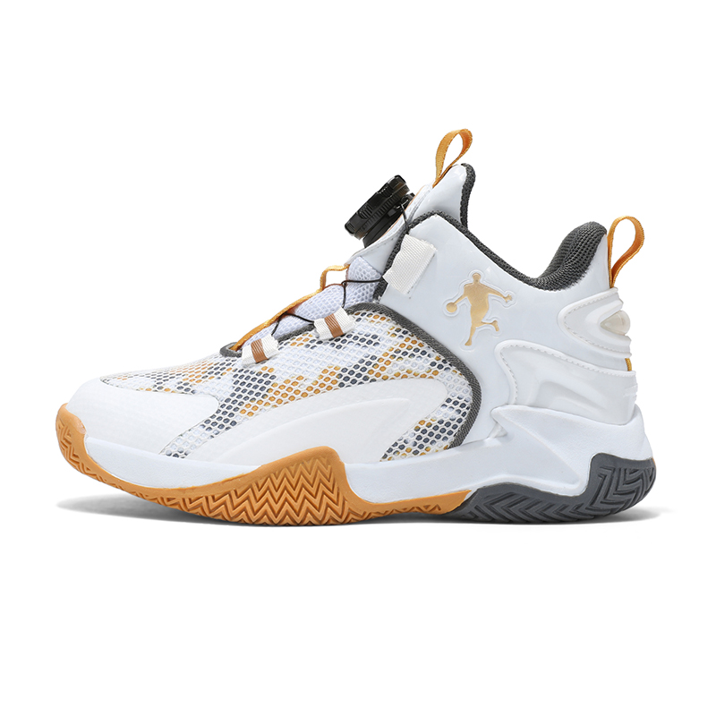 

Баскетбольные кроссовки с высоким берцем, устойчивые к истиранию и дышащие, детские RHOBESAM, белый/золотой