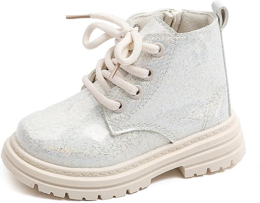 

Детские кожаные ботинки на молнии с шнуровкой, водонепроницаемые, с высоким голенищем для девочек YWPENGCAI, 24 White