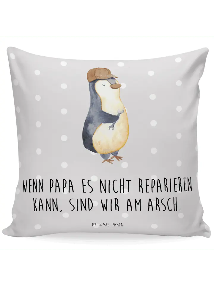 

Подушка Mr & Mrs Panda 40x40 Wenn Papa es nicht reparieren kann, пастельно-серый