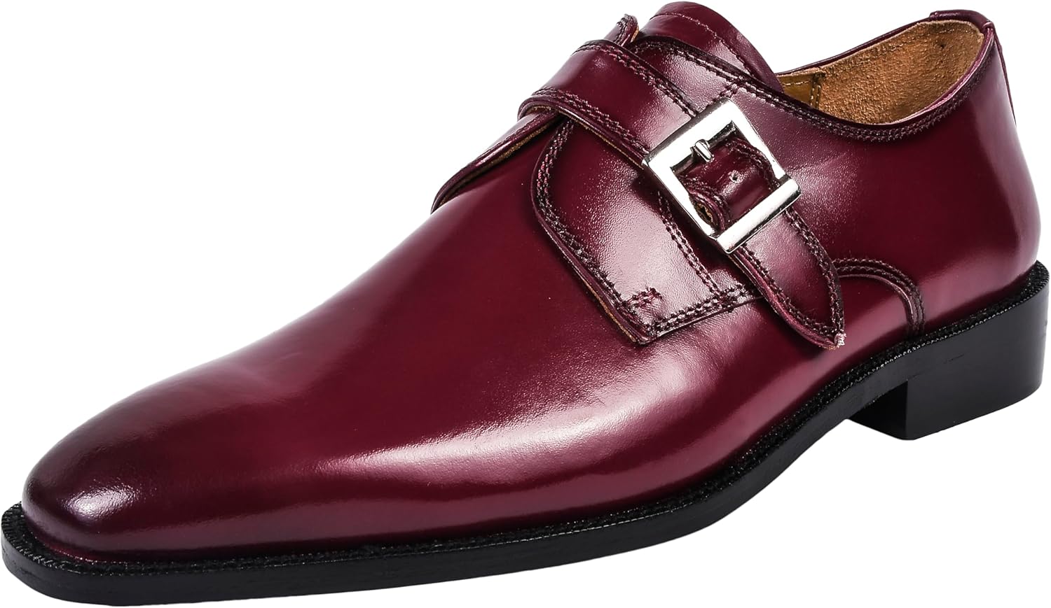 

Мужские туфли LIBERTYZENO с полированной носочной частью из натуральной кожи с пряжкой-монк для взрослых, праздничные туфли к Рождеству, бордовый