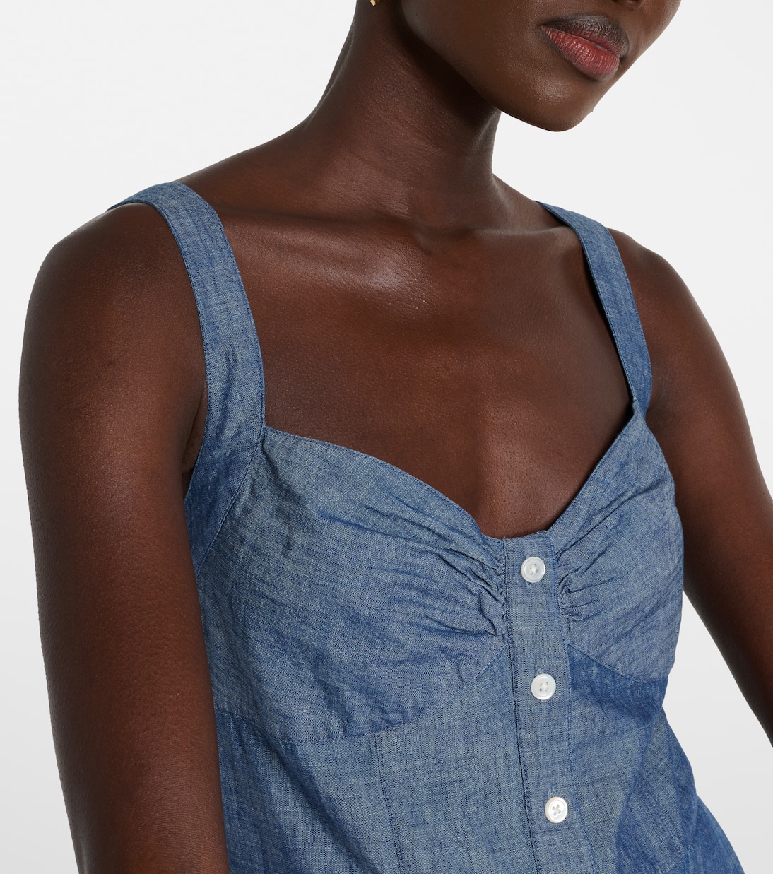Хлопковое платье макси из шамбре Polo Ralph Lauren, Chambray — фото 4